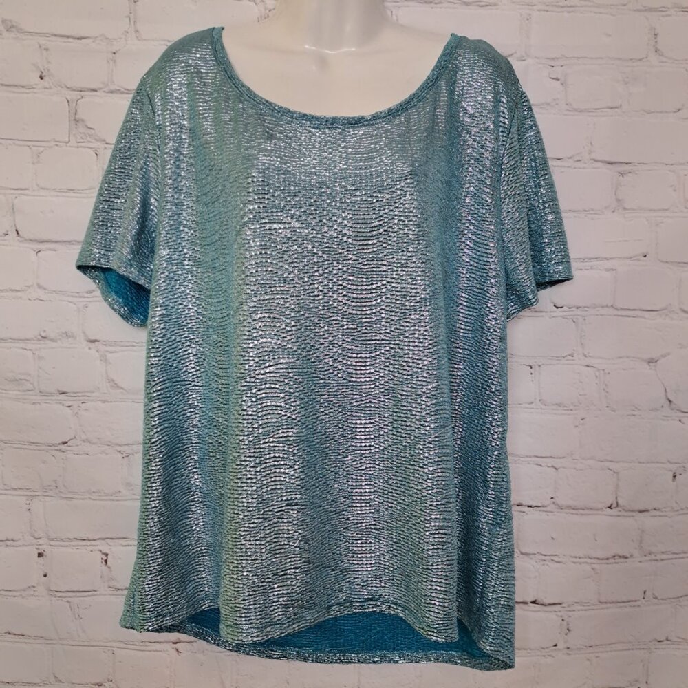 H&M Relaxed Fit Metallic Crinkle Top Size Medium